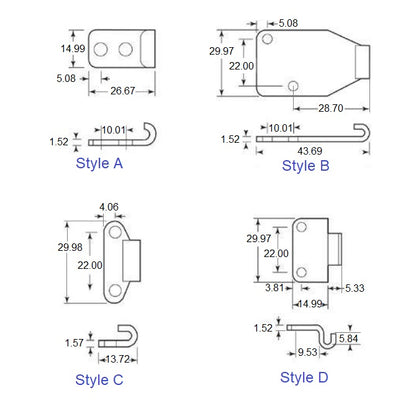 Loquet à bascule Strike B x 43.688 - Acier - MBA (Pack de 1)