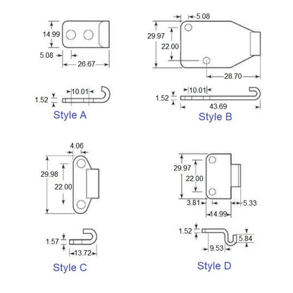 Loquet à bascule Strike C x 13.716 - Acier - MBA (Pack de 1)