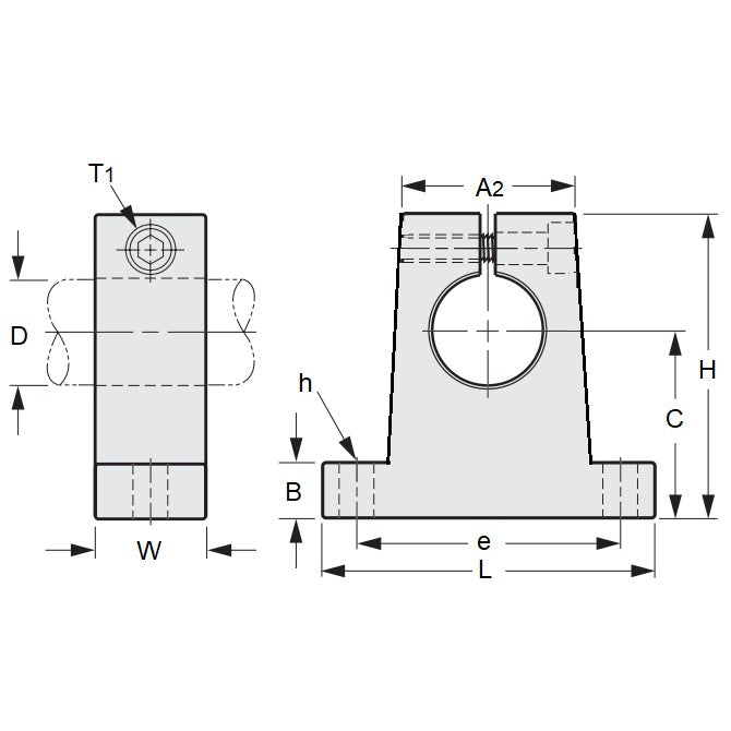 1074740 | SUPBA-06.35 (2 Pcs) --- Pedestal Two Bolt Support - 6.35 mm x 38.1 mm 26.924 / 17.450