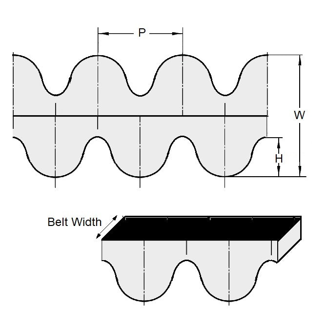 1180124 | BD-050H-0080-0090-NFB --- Timing 5.000mm Pitch Belts - 80 x 400 mm x 9 mm