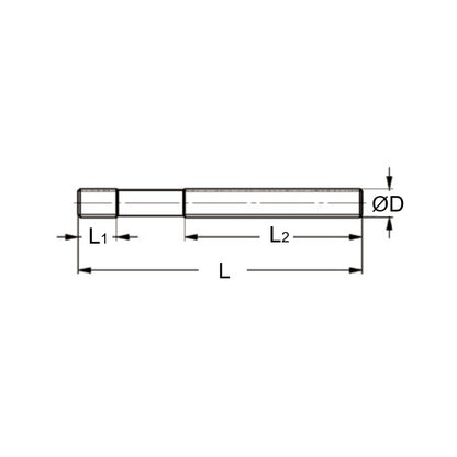 1100245 | SUS120RS (Each) --- Clamping Studs Threaded Rod - M12 - 12x1.75mm - 125 mm - 15  - Steel with Rolled Threads Stud