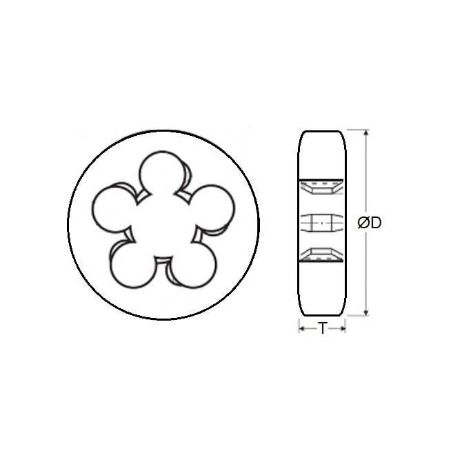 Filière à Bouton M5 en Acier au Carbone - Diamètre 25,4 - Bordo (Pack de 1)