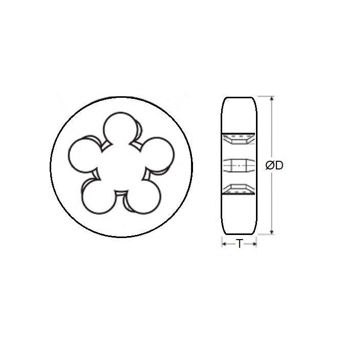 1230262 | DBT-040MJ (Each) --- Threading Tools - M4 - 4x0.75mm - 0.750 mm / 33.87 TPI - Button Button Dies - Carbon Steel Die