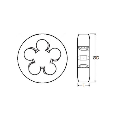 1230262 | DBT-040MJ (Each) --- Threading Tools - M4 - 4x0.75mm - 0.750 mm / 33.87 TPI - Button Button Dies - Carbon Steel Die