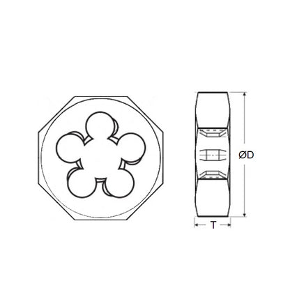 1064065 | DNT-060M (Each) --- Threading Tools - M6 - 6x1mm - 1.000 mm / 25.4 TPI - Nut Die Nuts - Carbon Steel Die Nut