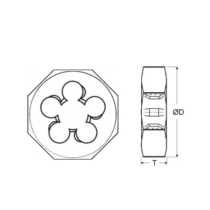 1053920 | DNT-042C (Each) --- Threading Tools - 8-32 UNC - 4.17mm - 0.794 mm / 32 TPI - Nut Die Nuts - Carbon Steel Die Nut