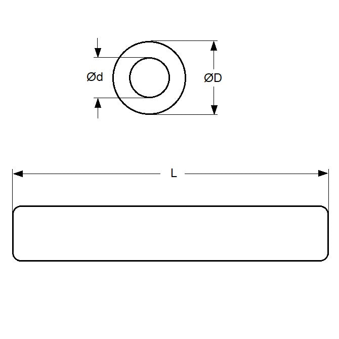 1168513 | 0T-0572-0381-0165-SB (Each) --- Round Tube - 57.15x38.1x165.1 mm Sintered Bronze - Bronze SAE 841 Sintered
