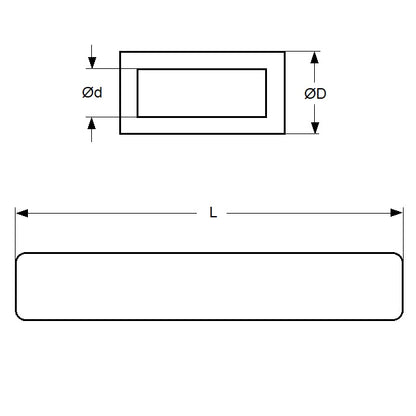 Tube Rectangulaire 4,76 x 9,53 x 304,8 mm - Laiton - MBA (Pack de 1)