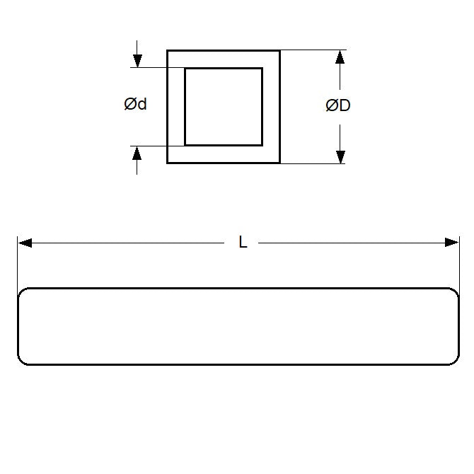 Tube Carré 3,18 x 2,46 x 300 mm - Cuivre - MBA (Pack de 1)