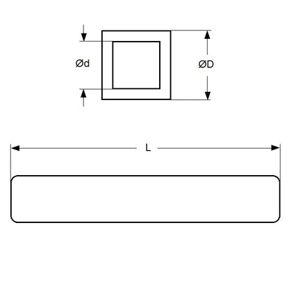 Tube Carré 3,18 x 2,46 x 300 mm - Cuivre - MBA (Pack de 1)