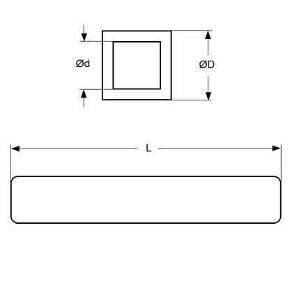 Tube Carré 4,76 x 4,05 x 304,8 mm - Alliage Aluminium 3003-H14 - MBA (Pack de 1)