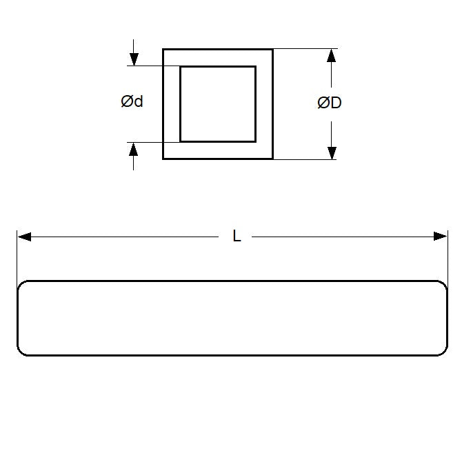 1050966 | 4T-0040-0300-ALH14 (Each) --- Square Tube - 3.97x3.26x300 mm - Aluminium