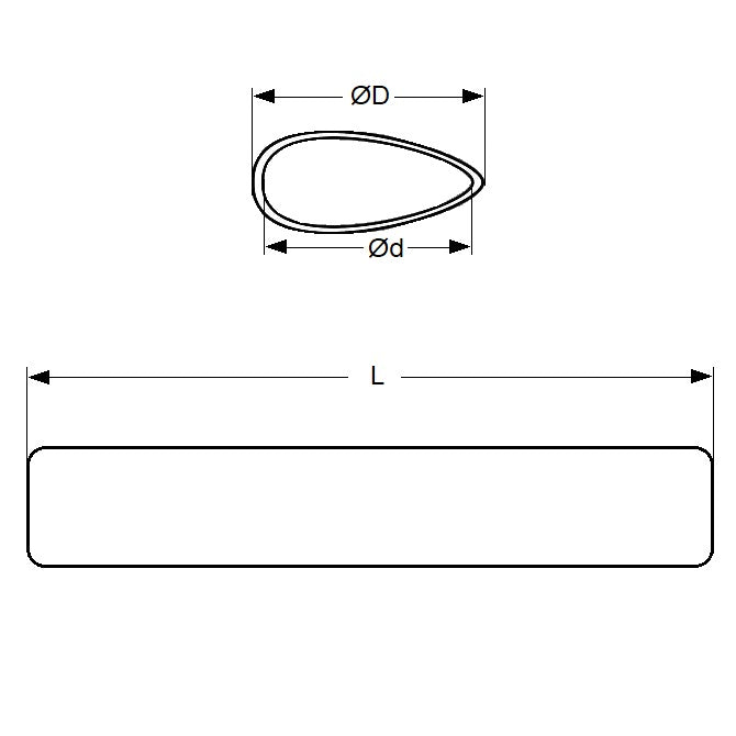 1122558 | 0T-0191-STLN-AL-0880 --- Streamline Tube - 19.05 mm x 15.9 mm x 880