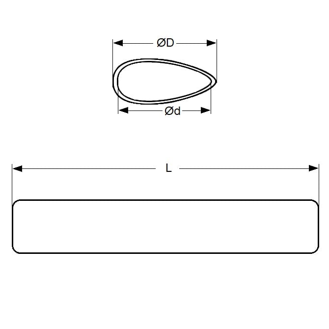 1076329 | 0T-0066-STLN-BR-0300 --- Streamline Tube - 6.6 x 3.5 x 300 mm