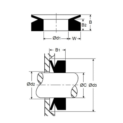 1127100 | VA0022-V60 (9 Pcs) --- Fluoroelastomer V-Rings - 21.00-24.00 x 20 mm x 4 mm