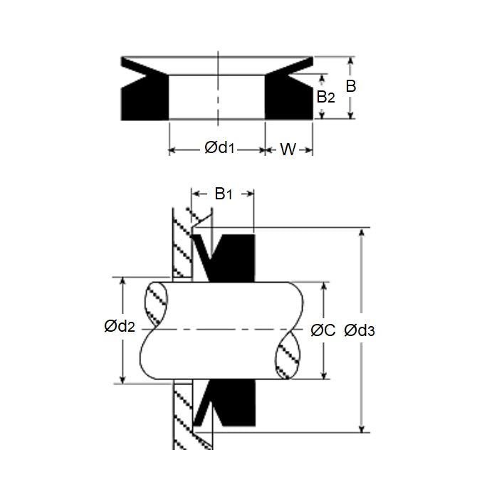 V-Ring 15,50-17,50 mm Fluoroélastomère - MBA (Pack de 5)