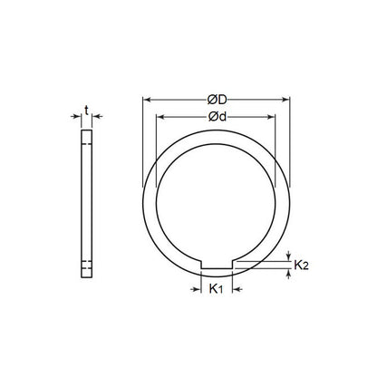 1163643 | W0508-F-070-0038-K-C (10 Pcs) --- Arbor Spacers - 50.8 mm x 69.85 mm x 0.381 mm