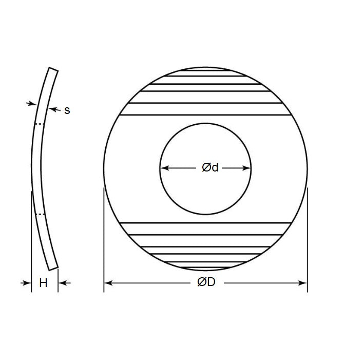 1077936 | W0079-T-016-020-WC-S2 (PK-500) --- Spring Washers - 7.94x15.9x1.96 mm Curved - Stainless Steel 301 Similar to A2, 302, 304, 18-8 Washer