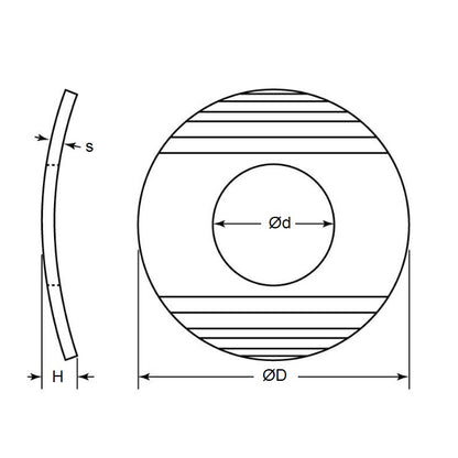 1064586 | W0056-T-013-013-WC-CZ (PK-200) --- Spring Washers - 5.6x12.7x1.27 mm Curved - Carbon Steel Zinc Plated Washer