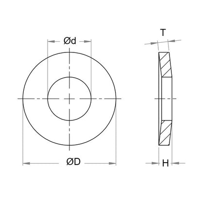 1133919 | W0123-D-022-035-BB-C (Pack of 10)  --- Disc Spring Washers - 21.8x12.1x0.35 mm Ball Bearing Type - Carbon Steel Washer