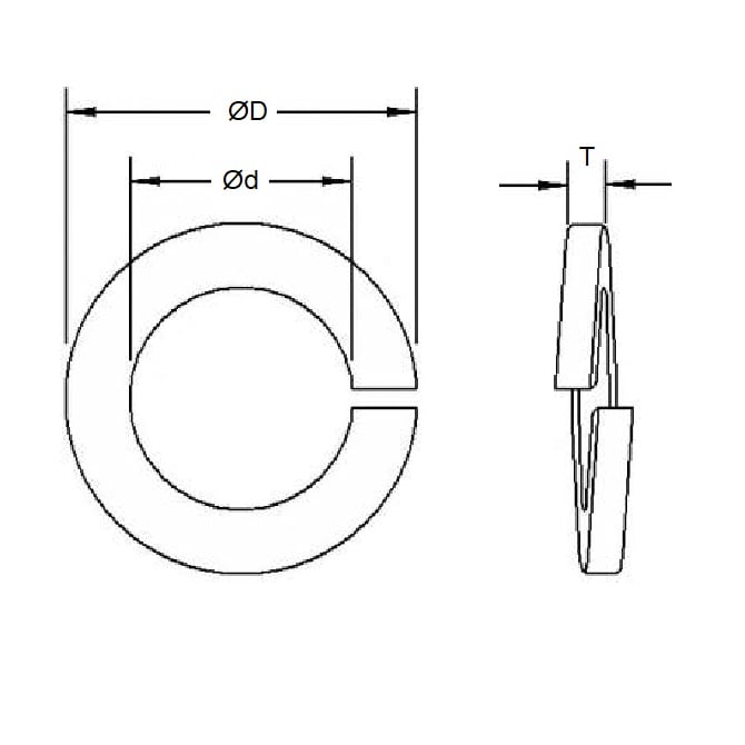 Rondella di bloccaggio 9.525 x 17.5 x 2.4 mm - Acciaio inossidabile 316 diviso - MBA (confezione da 100)