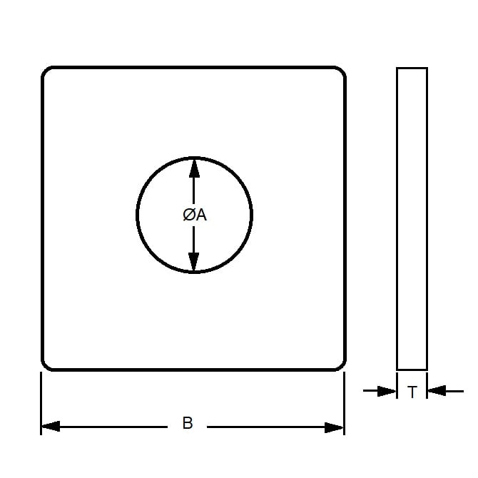 1104286 | W0127-SQ-051-064-S4 --- Square Washers - 12.7 mm x 50.8 mm x 6.35 mm