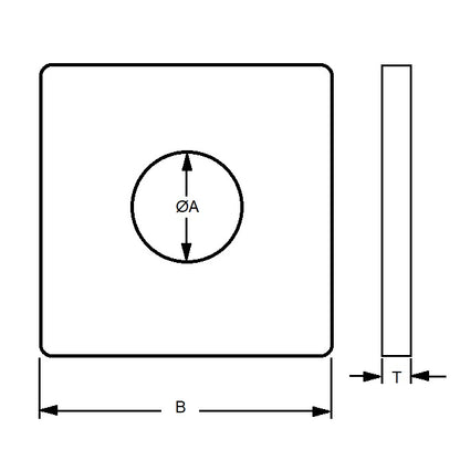 1121999 | W0191-SQ-051-064-C --- Square Washers - 19.05 mm x 50.8 mm x 6.35 mm