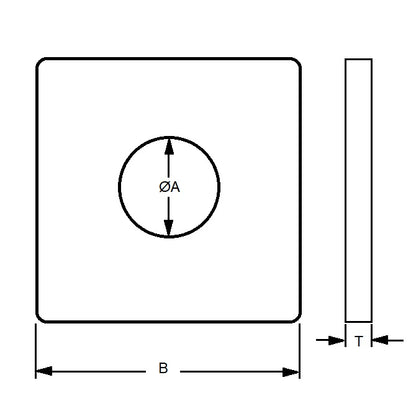 1087222 | W0095-SQ-051064S4 (Each) --- Square Washers - 9.525x50.8x6.35 mm Heavy Duty - Stainless Steel 303 PV Similar to A2, 304, 18-8 Washer