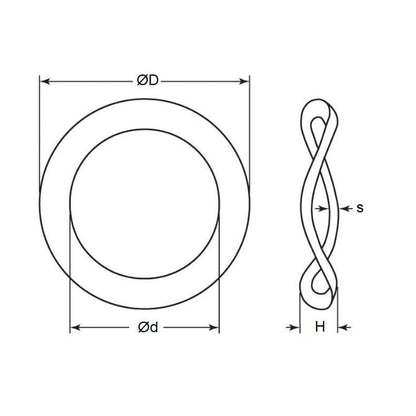 Rondelle ondulée 136,53 x 177,8 x 8,5 mm - Acier à ressorts en carbone de type 3 - MBA (Pack de 1)