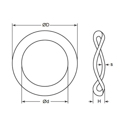 Rondelle ondulée 2 x 4,60 x 0,38 mm - Cuivre Béryllium Type 3 - MBA (Paquet de 50)