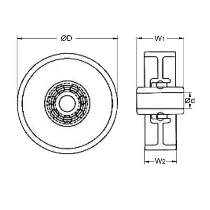 1160846 | WH-048-079-159-P-S6 (PK-25) --- Skate Conveyor Wheels - 48.3 15.90 / 23.80 7.938 mm - Acetal Wheel