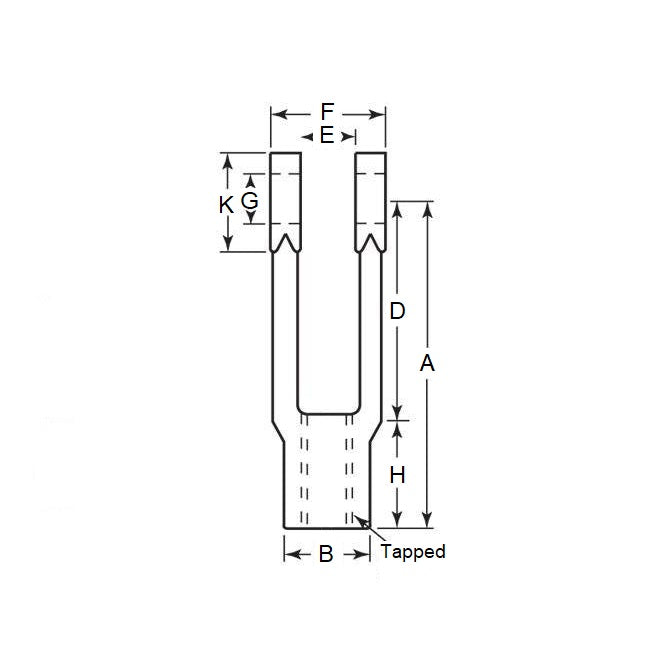 1170934 | Y0635-064F-R-C-H (Each) --- Threaded Yoke Ends - 50.8x11.11x7.14 mm - Carbon Steel