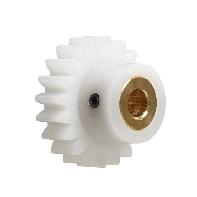 Spur Gears - 18 tooth - 9.53x3.175 mm Hubbed - Acetal - Brass insert Gear