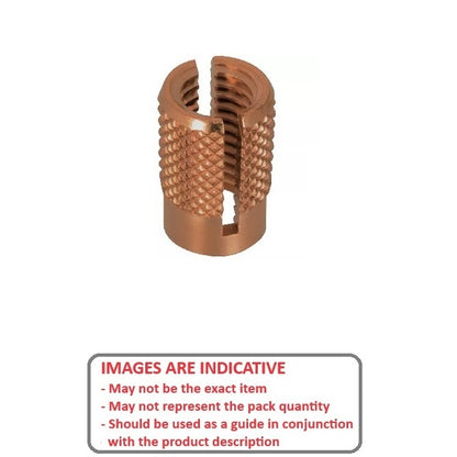 1051097 | IN-EP-040M-H-090-B (PK-5) --- Expansion Inserts - M4 - 4x0.7mm - 6.5x8 mm Press In - Brass Insert