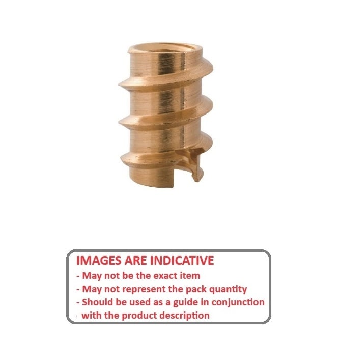 Inserto autofilettante 6-32 UNC x 8 mm - Legni duri e teneri, pannelli truciolari, plastica morbida - Per azionamento con scanalatura in legno - MBA (confezione da 5)