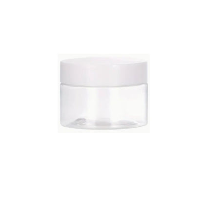 1233215 | JAR-042-028 (PK-10) --- Bottles Containers - Type Plastic Jar 20 ml - Clear Plastic with White Screw Top - Plastic Container