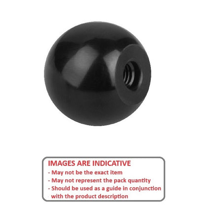 Bouton Boule M4 x 16 mm - Fileté Phénolique - Noir - Femelle - MBA (Pack de 2)