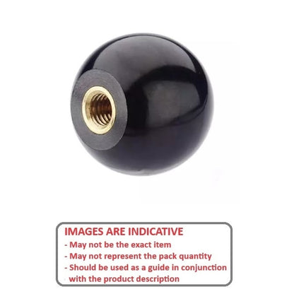 Bouton Boule M6 x 35 mm - Fileté Phénolique - Noir - Femelle - MBA (Pack de 1)