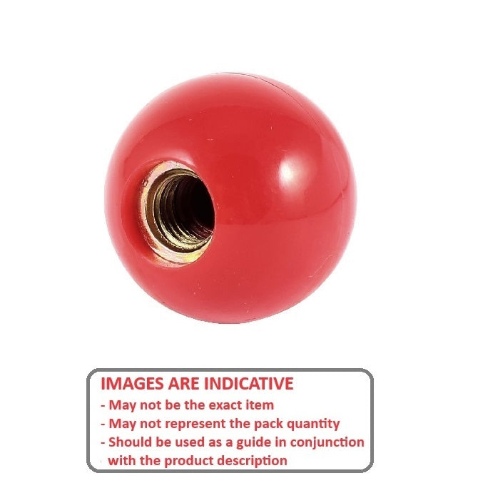 Pomello a sfera 1/4-20 UNC x 25,4 mm - Fenolico filettato - Rosso - Femmina - MBA (confezione da 11)