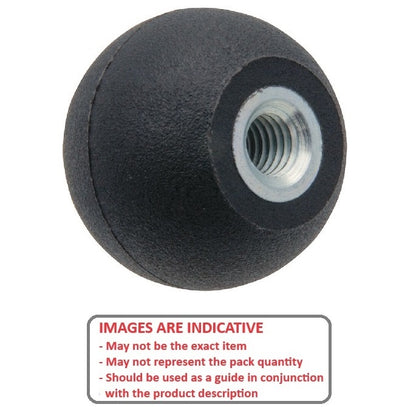 1067749 | KF060M-025-TTPL-ST (Each) --- Ball Knobs - M6 - 6x1mm - 25x9 mm Female Threaded - Thermoplastic Knob