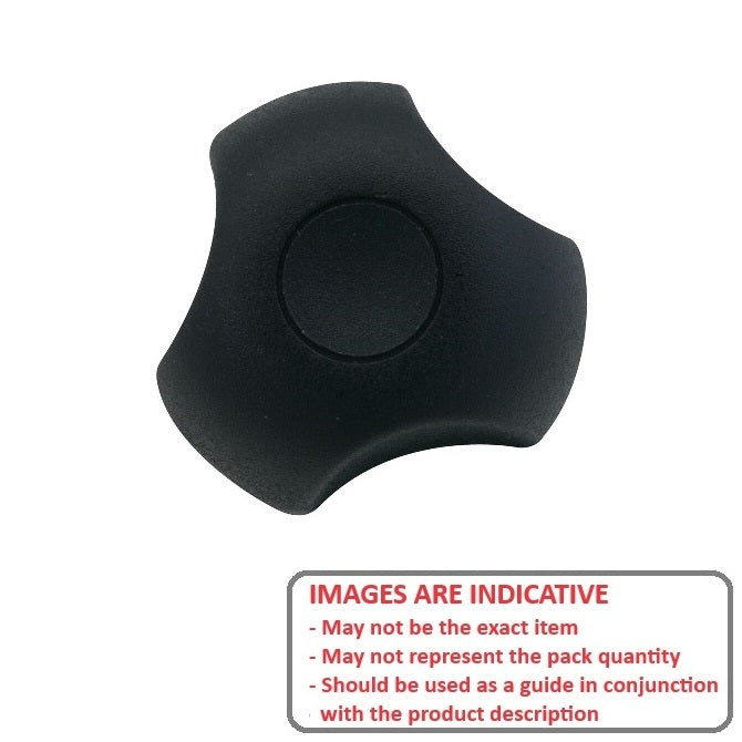 Bouton Trois Lobes 5/16-18 UNC x 39,88 x 38,1 mm - Insert Acier Plaqué Thermoplastique - Noir - Mâle - MBA (Pack de 1)