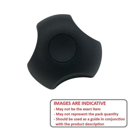 Bouton Trois Lobes 3/8-16 UNC x 50,04 x 25,4 mm - Insert Acier Plaqué Thermoplastique - Noir - Mâle - MBA (Pack de 1)