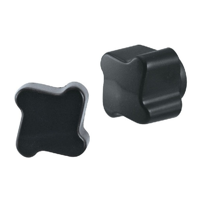 Manopola a quattro lobi 1/4-20 UNC x 20,07 x 9,7 mm - Inserto in ottone termoplastico - Nero - Femmina - MBA (confezione da 1)