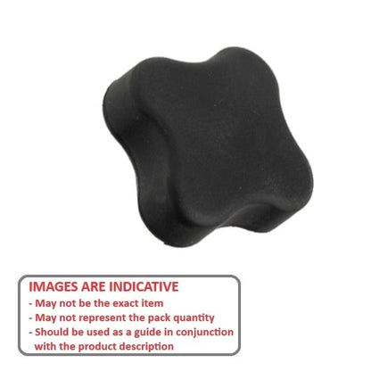 Bouton à quatre lobes 3/8-16 UNC x 76,20 x 12,7 mm - Insert en laiton zingué thermoplastique - Noir - Femelle - MBA (Pack de 50)