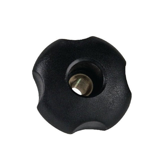 Manopola a quattro lobi 10-32 UNF x 20,07 x 7,1 mm - Foro passante Inserto in ottone Termoplastico - Nero - Femmina - MBA (confezione da 5)