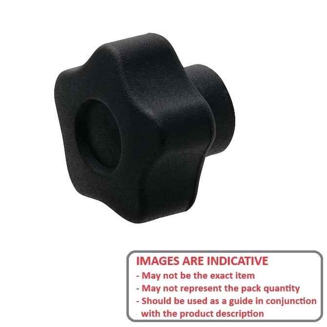 Bouton à cinq lobes 5/16-18 UNC x 39,88 x 13 mm - Insert en acier inoxydable phénolique avec insert en acier inoxydable - Noir - Femelle - MBA (Pack de 2)