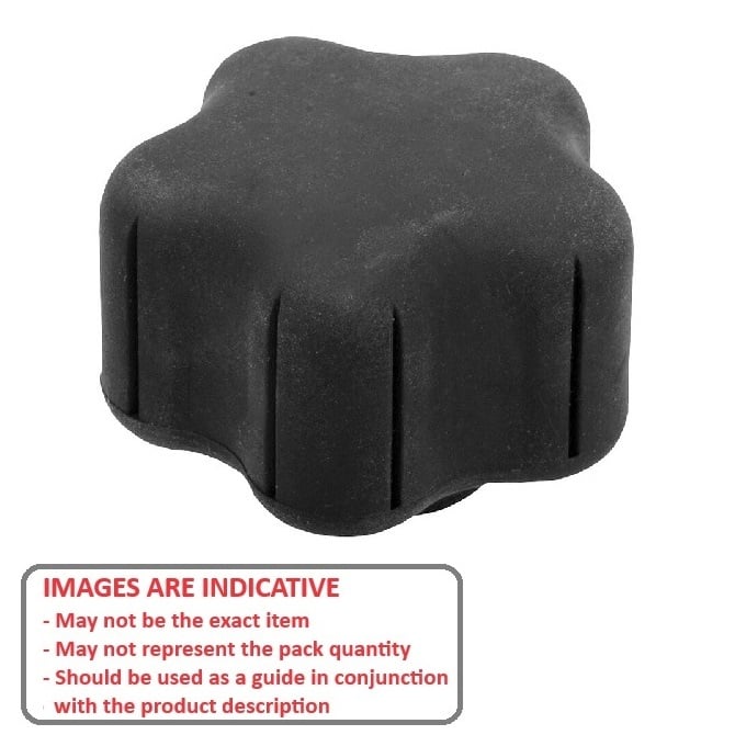 Bouton à cinq lobes 5/16-18 UNC x 57,4 x 12,7 mm - Insert en laiton plaqué thermoplastique - Noir - Femelle - MBA (Pack de 50)