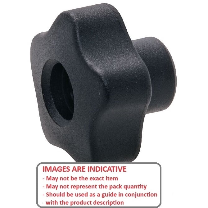 Manopola a cinque lobi 1/213 UNC x 62,99 x - Inserto in plastica nera Plastica con inserto nero - Nero - Femmina - MBA (confezione da 1)