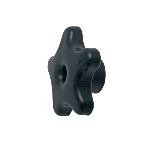 Bouton à cinq lobes 5/16-18 UNC x 57,15 x 18,3 mm - Insert d'écrou hexagonal en acier zingué polypropylène - Noir - Femelle - MBA (Pack de 1)