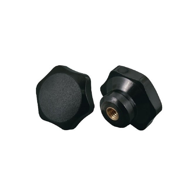 Bouton à six lobes 5/16-18 UNC x 50.04 - Insert en acier plaqué plastique - Noir - Femelle - MBA (Pack de 1)